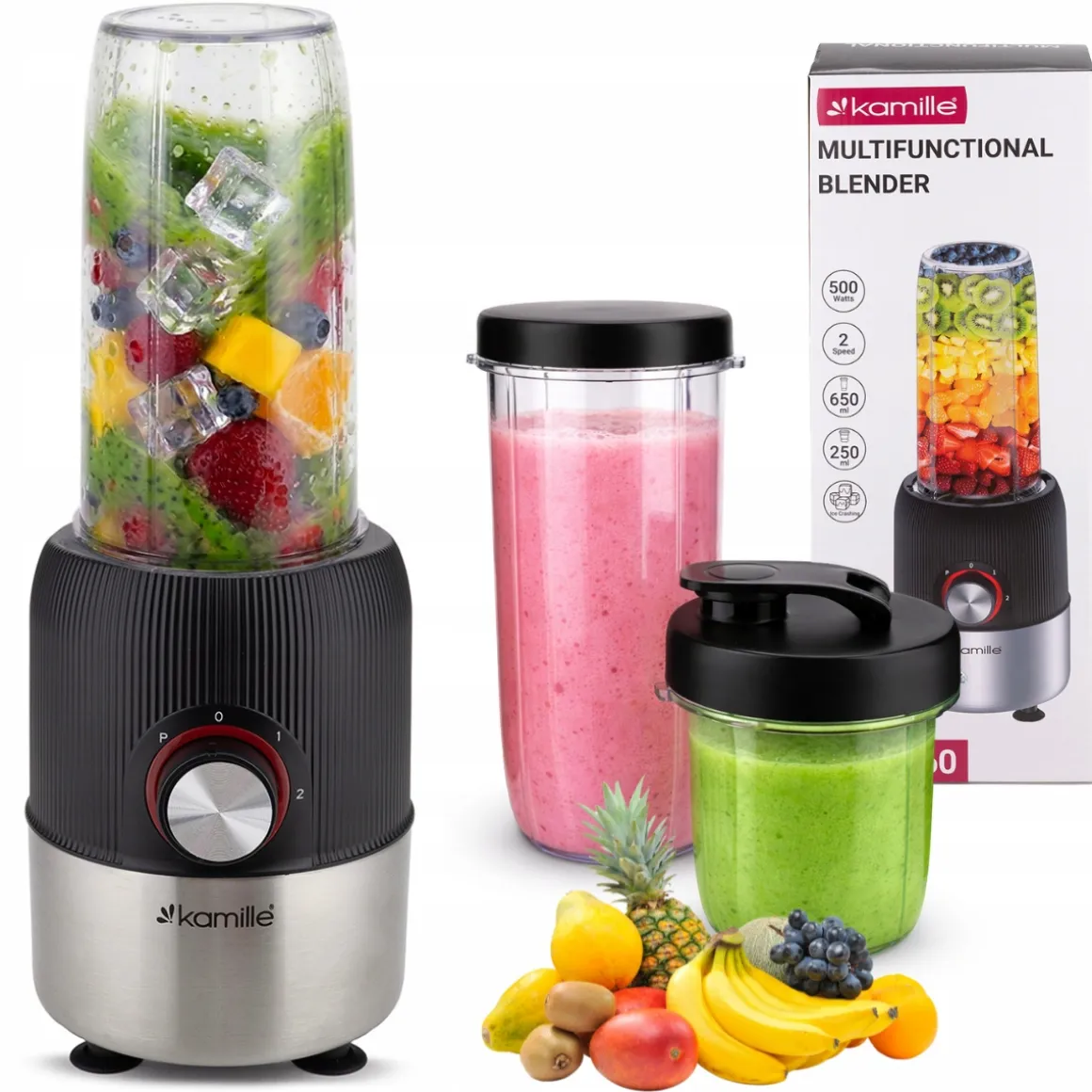 Blender kielichowy rozdrabniacz 2w1 Kamille KM6760