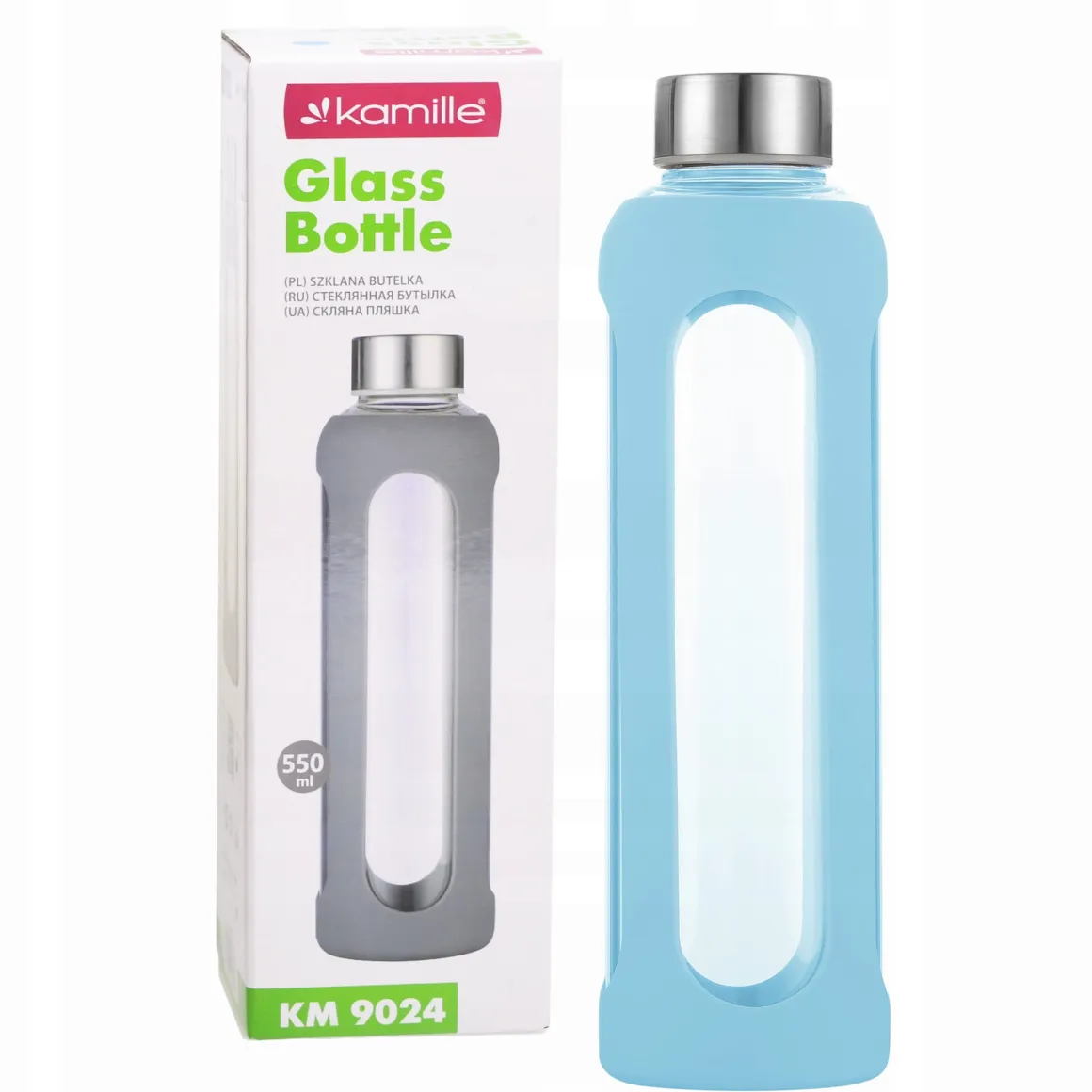 Butelka szklana podróżna w antypoślizgowym etui 550ml