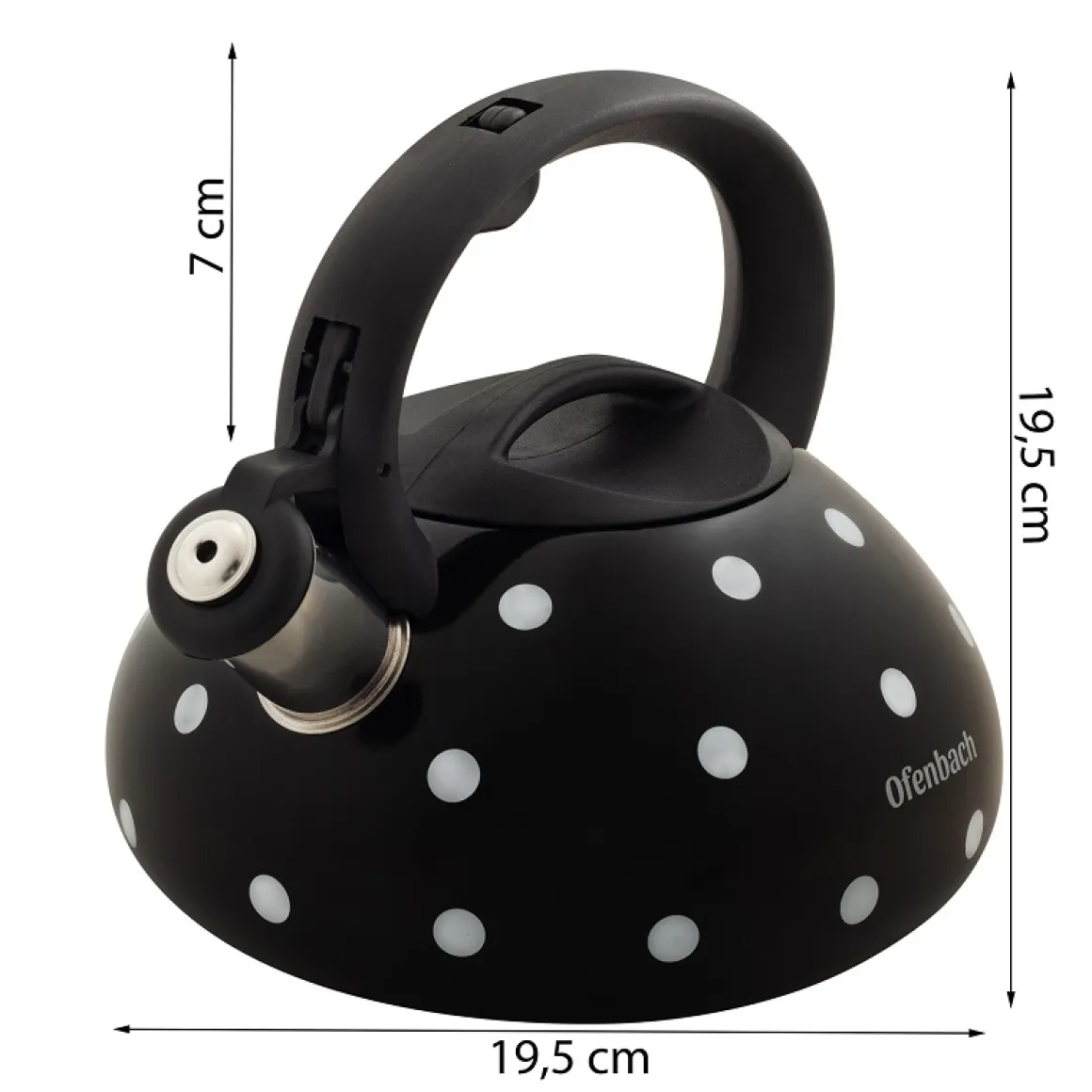 Czajnik czarny w groszek stalowy na gaz 2,5L