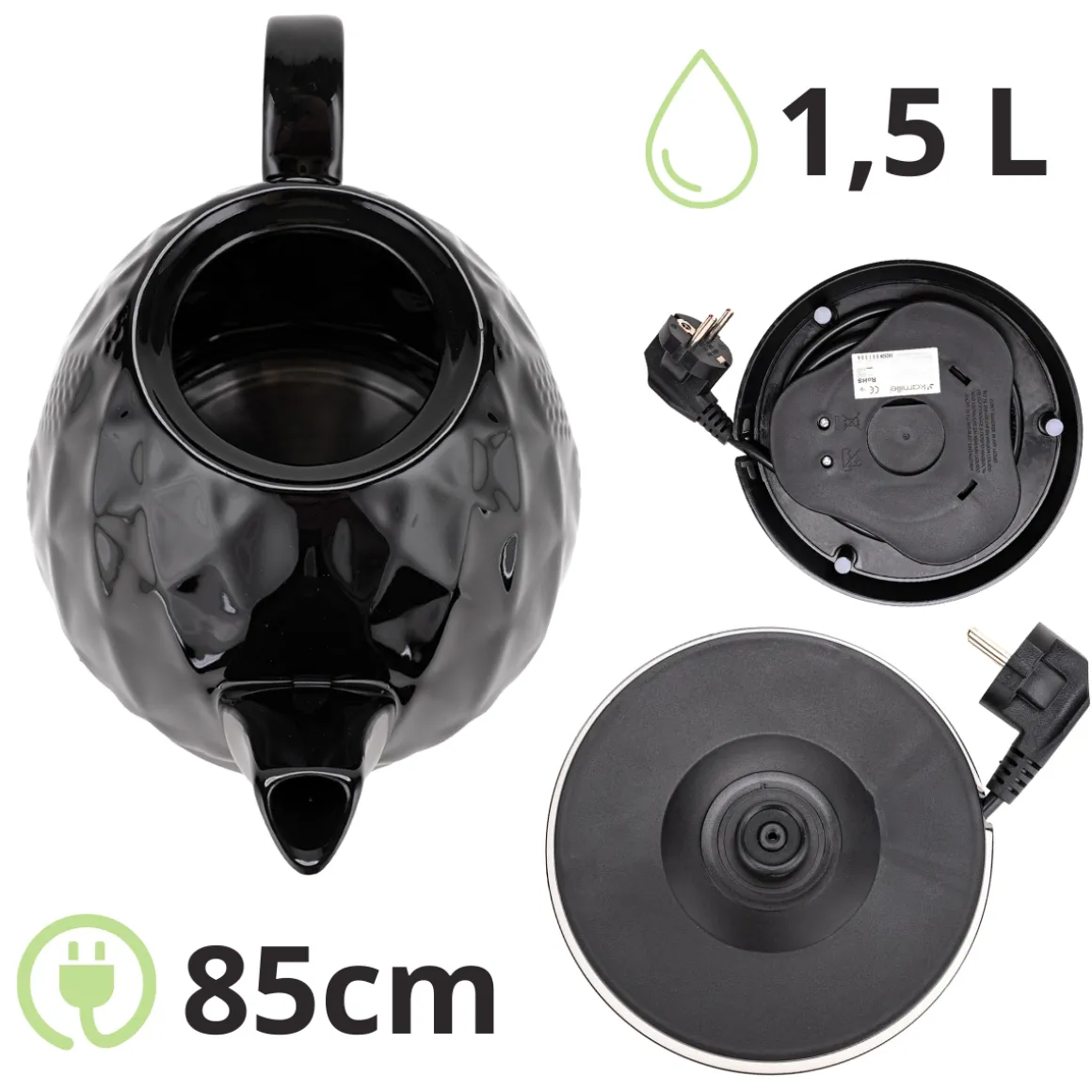 Czajnik elektryczny bezprzewodowy ceramiczny imbryk 1200W 1,5L