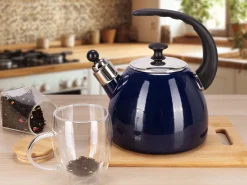 Czajnik imbryk emaliowany ze zdejmowanym gwizdkiem 2,5L granat