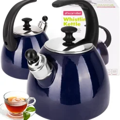 Czajnik imbryk emaliowany ze zdejmowanym gwizdkiem 2,5L granat
