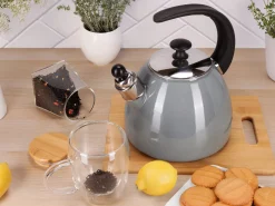 Czajnik imbryk emaliowany ze zdejmowanym gwizdkiem 2,5L zielony