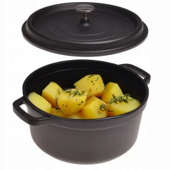 Czarny garnek brytfanna aluminiowy z pokrywką 4,5L