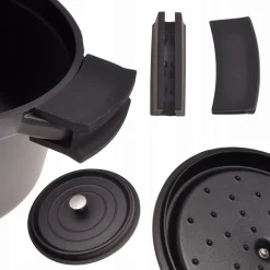 Czarny garnek brytfanna aluminiowy z pokrywką 4,5L