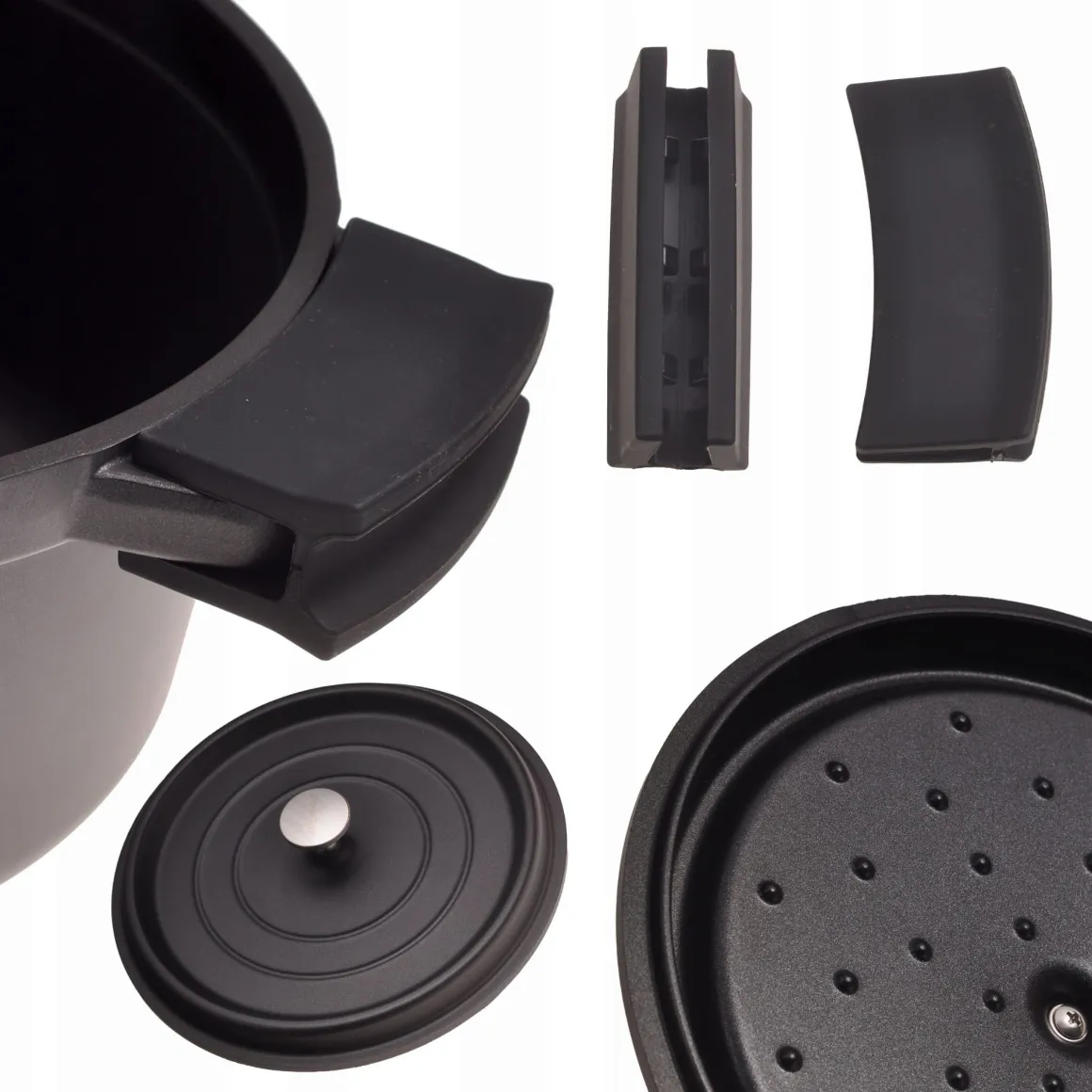 Czarny garnek brytfanna aluminiowy z pokrywką 4,5L