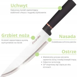 Czarny nowoczesny elegancki komplet noży w stojaku 6el.