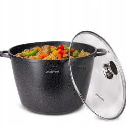 Duży garnek gar na inducję marmurowy 14L z pokrywką