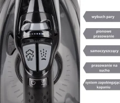 Żelazko parowe ANTI-CALC ANTI-DRIP prasowanie w pionie 2800W