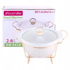 Elegancka żaroodporna waza z podgrzewaczem 2,6L