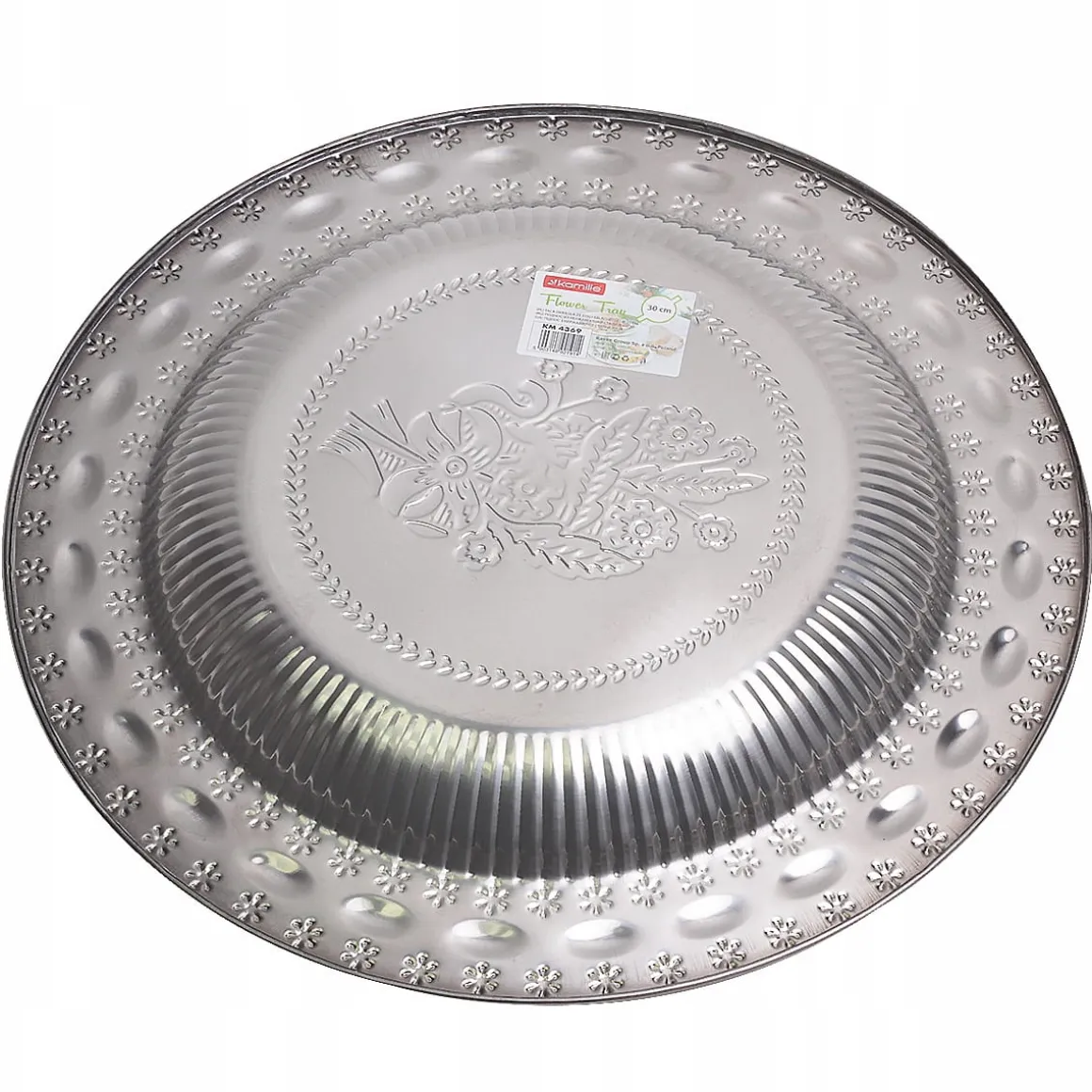 Elegancka stalowa taca patera do serwowania 30cm