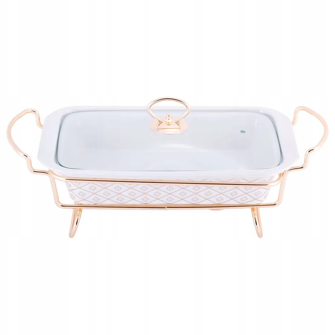 Eleganckie żaroodporne naczynie z podgrzewaczem 1,3L