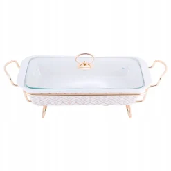Eleganckie żaroodporne naczynie z podgrzewaczem 2,5L