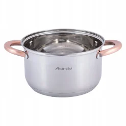 Elegancki stalowy garnek z pokrywką 3L