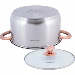 Elegancki stalowy garnek z pokrywką 5L