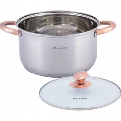Elegancki stalowy garnek z pokrywką 5L