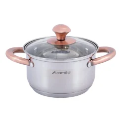 Elegancki stalowy garnek z pokrywką 1,5L
