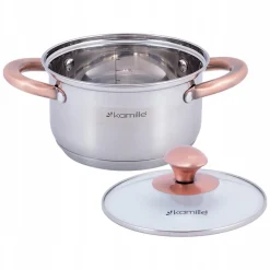 Elegancki stalowy garnek z pokrywką 1,5L