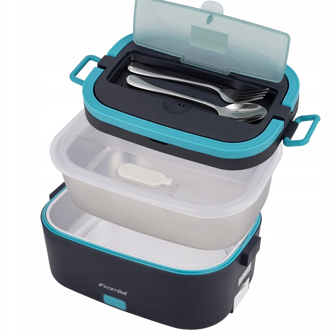 Elektryczny lunch box samochodowy 1,5L + torba termiczna Kamille