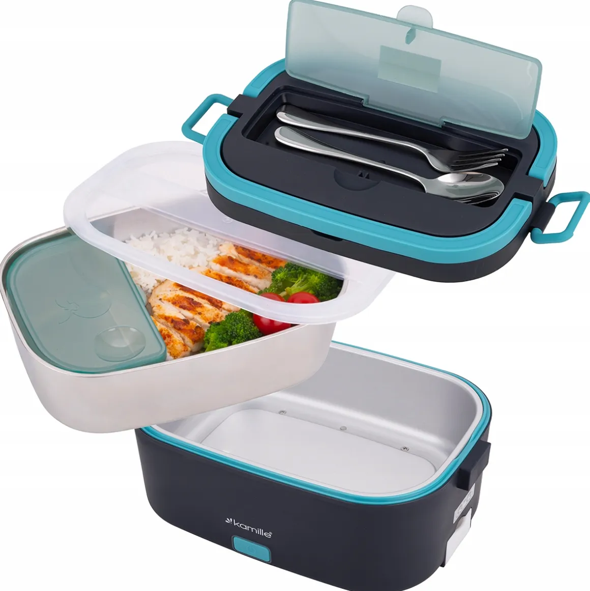Elektryczny lunch box samochodowy 1,5L + torba termiczna Kamille