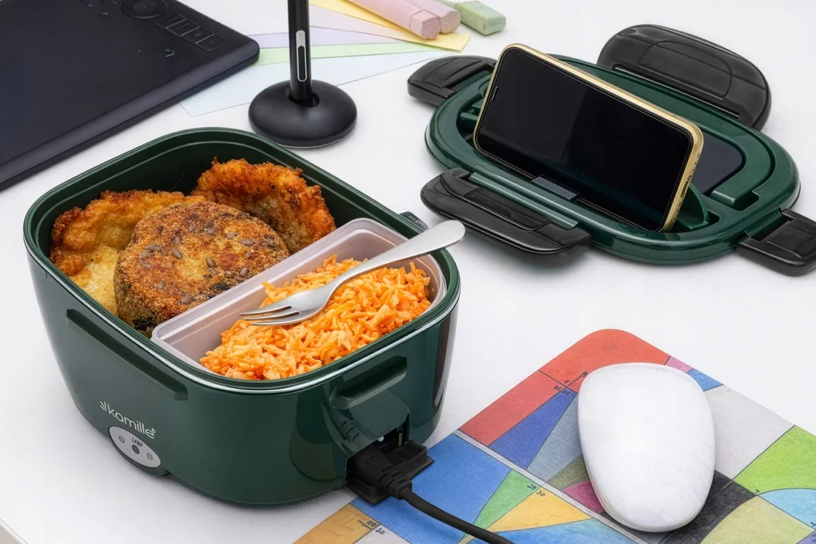 Elektryczny lunch box termos obiadowy śniadaniówka samochodowa 1,5L Kamille