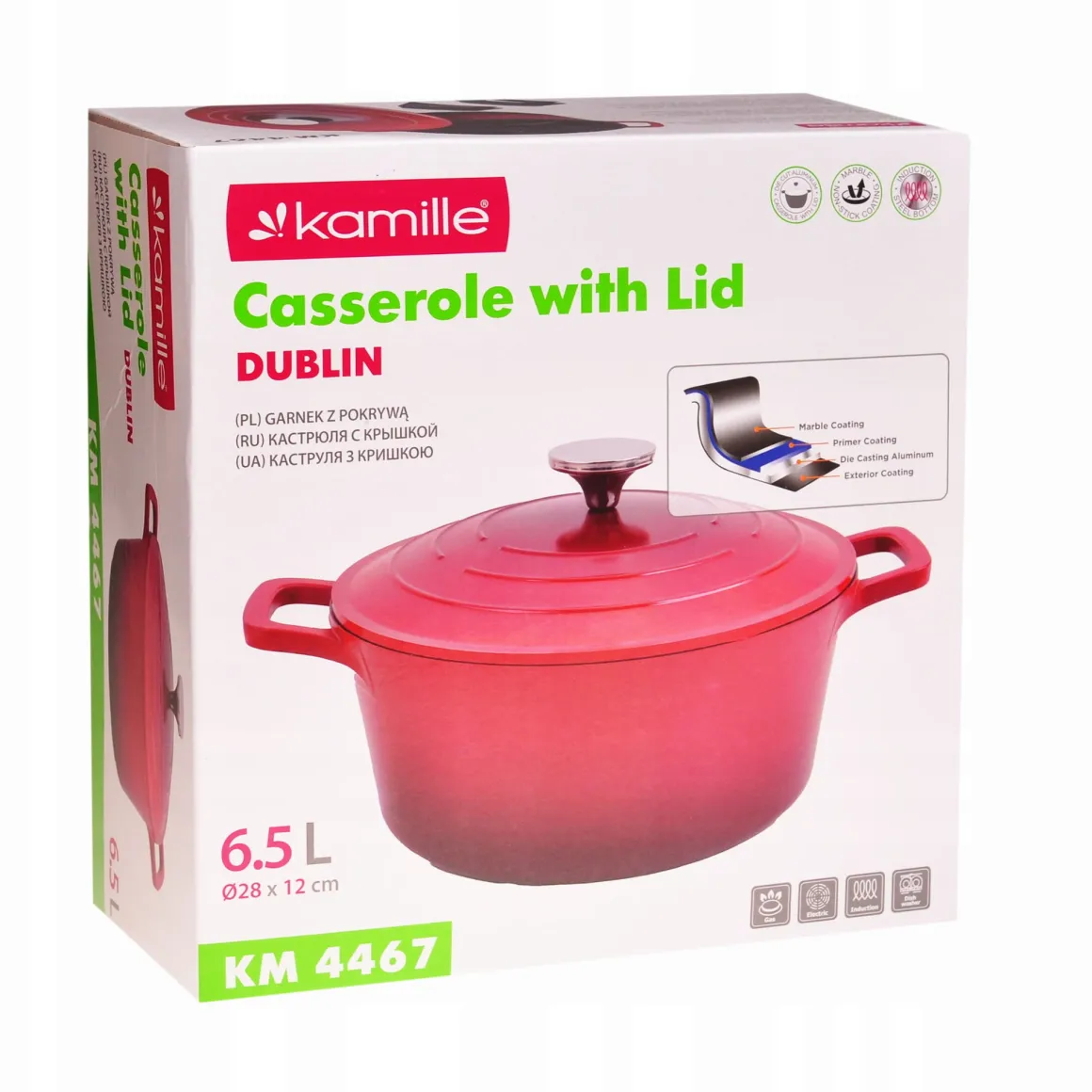 Garnek brytfanna kociołek z powłoką marmurową 6,5L