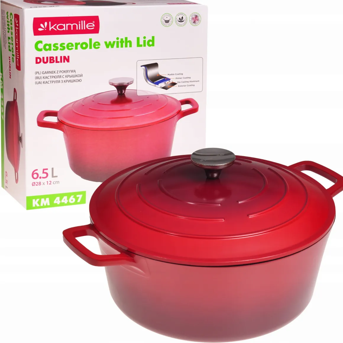 Garnek brytfanna kociołek z powłoką marmurową 6,5L