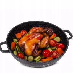 Garnek gar wok na inducję marmurowy 5,5L z pokrywką