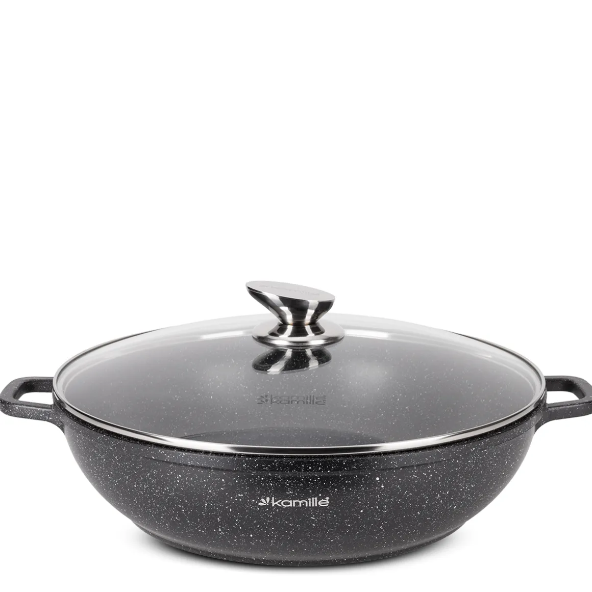 Garnek gar wok na inducję marmurowy 5,5L z pokrywką