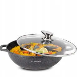 Garnek gar wok na inducję marmurowy 4L z pokrywką