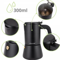 Kawiarka ciśnieniowa do espresso stalowa zaparzacz do kawy 300 ml Kamille