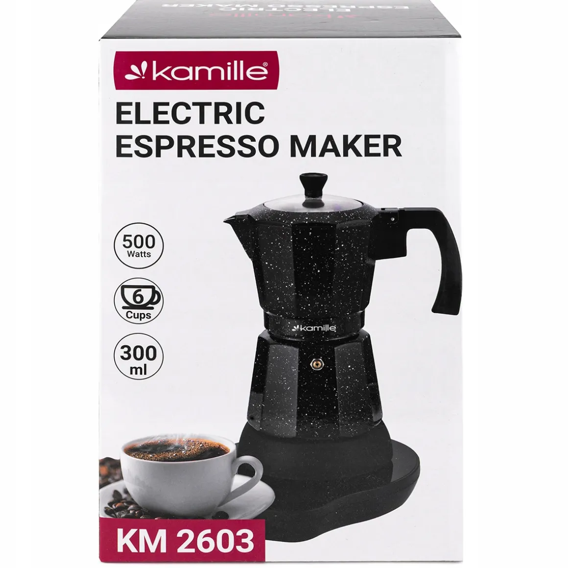 Kawiarka elektryczna 300 ml zaparzacz ekspres do kawy espresso 500W Kamille