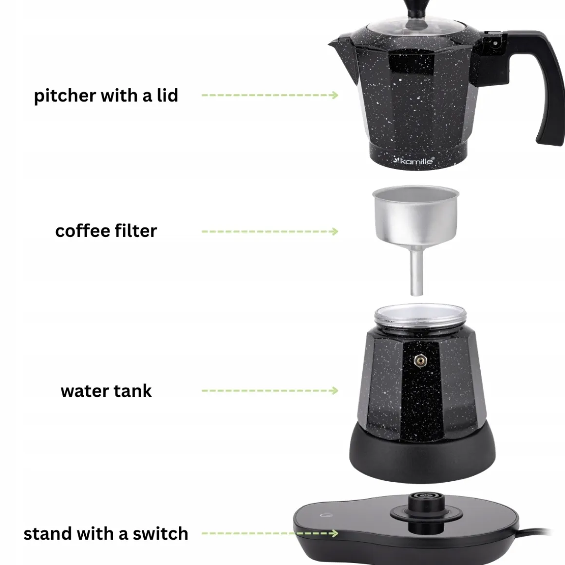 Kawiarka elektryczna 300 ml zaparzacz ekspres do kawy espresso 500W Kamille