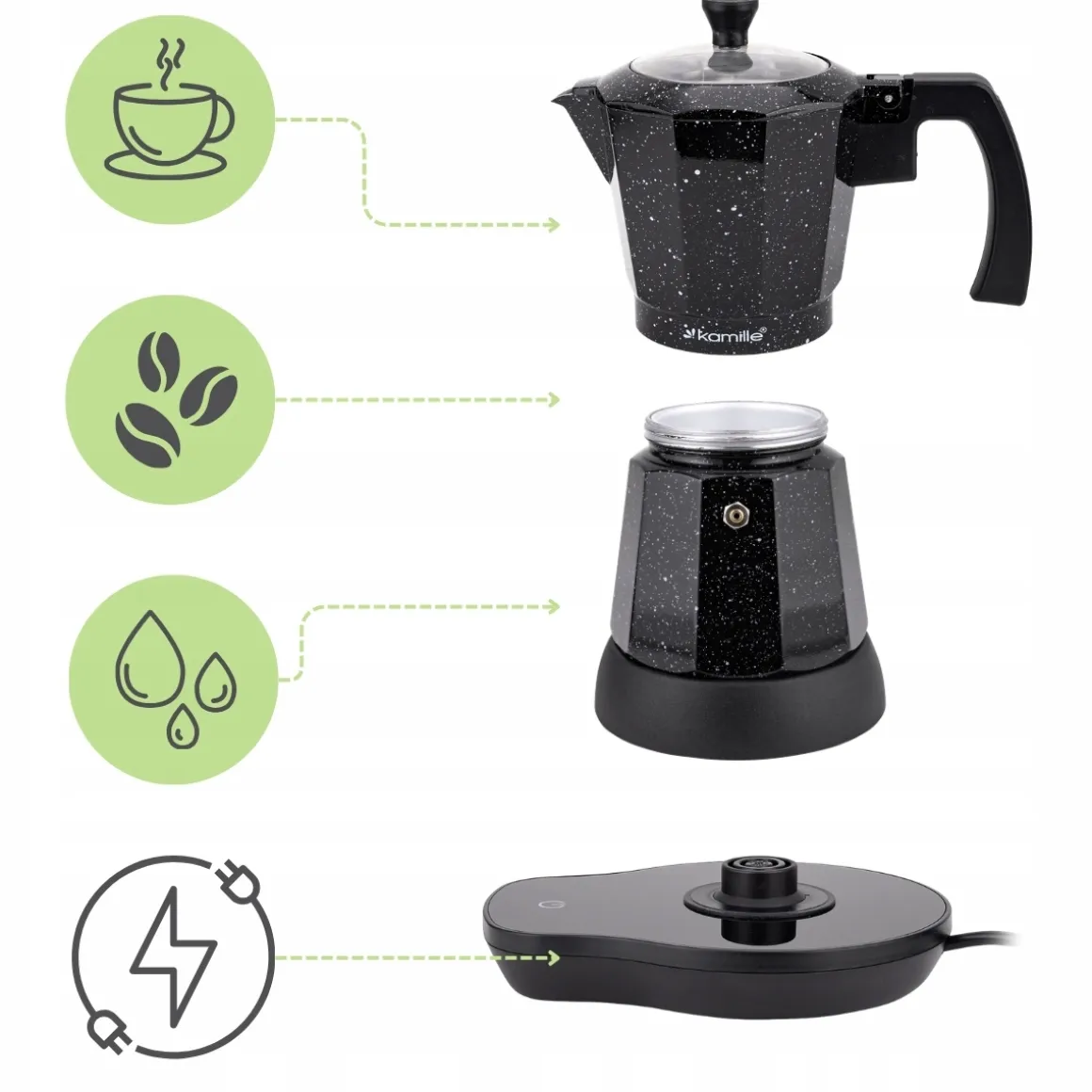Kawiarka elektryczna 300 ml zaparzacz ekspres do kawy espresso 500W Kamille