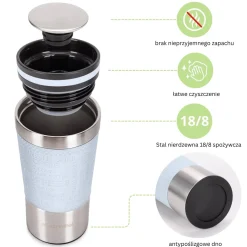 Kubek termiczny termos z antypoślizgową nakładką 380ml