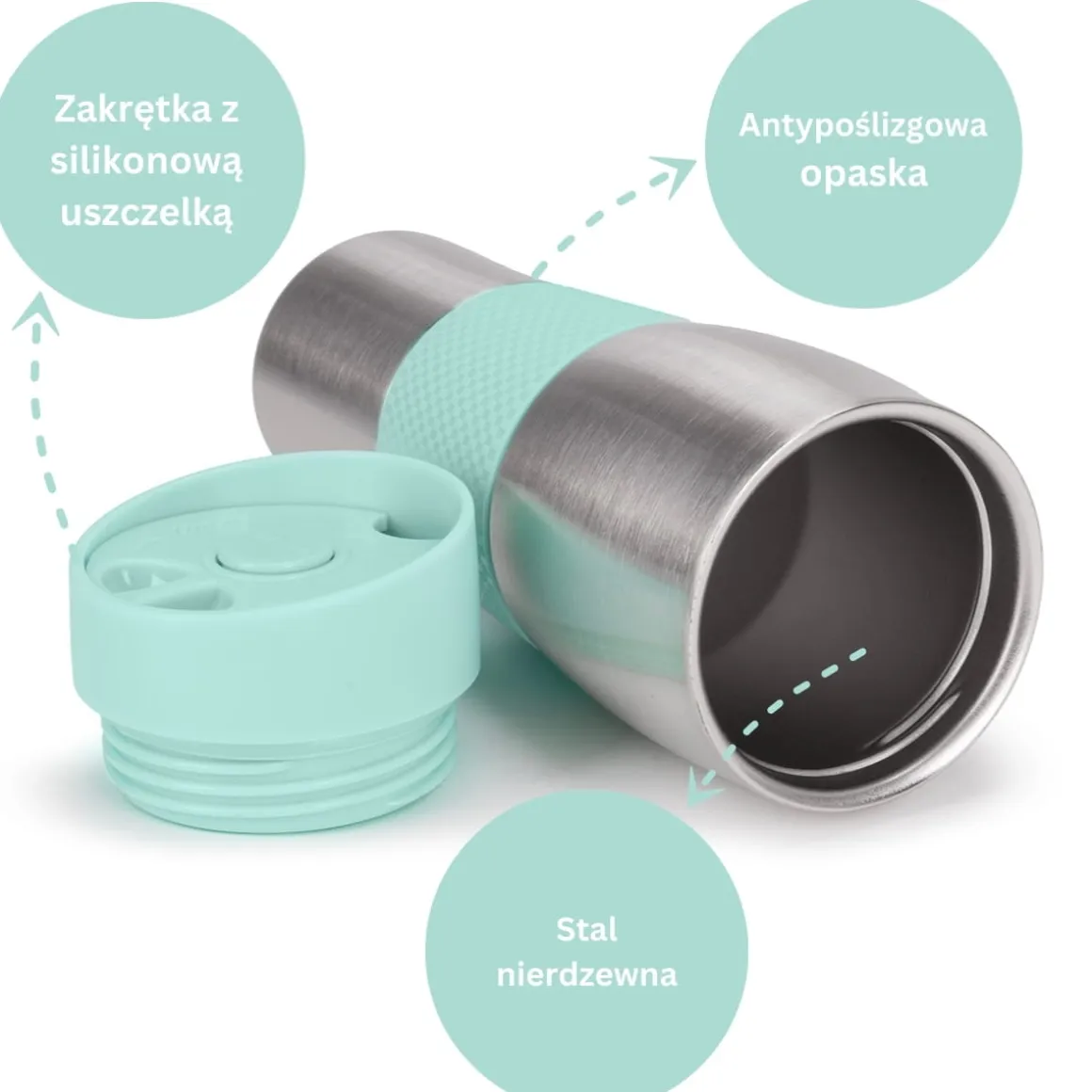 Kubek termiczny termos z antypoślizgową nakładką 480ml