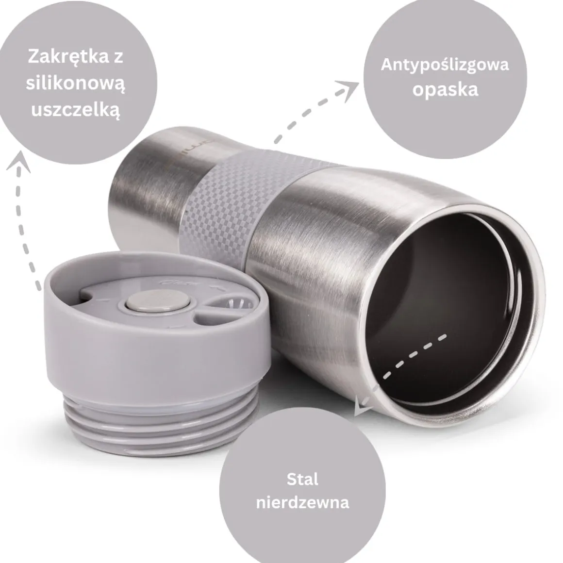 Kubek termiczny termos z antypoślizgową nakładką 480ml