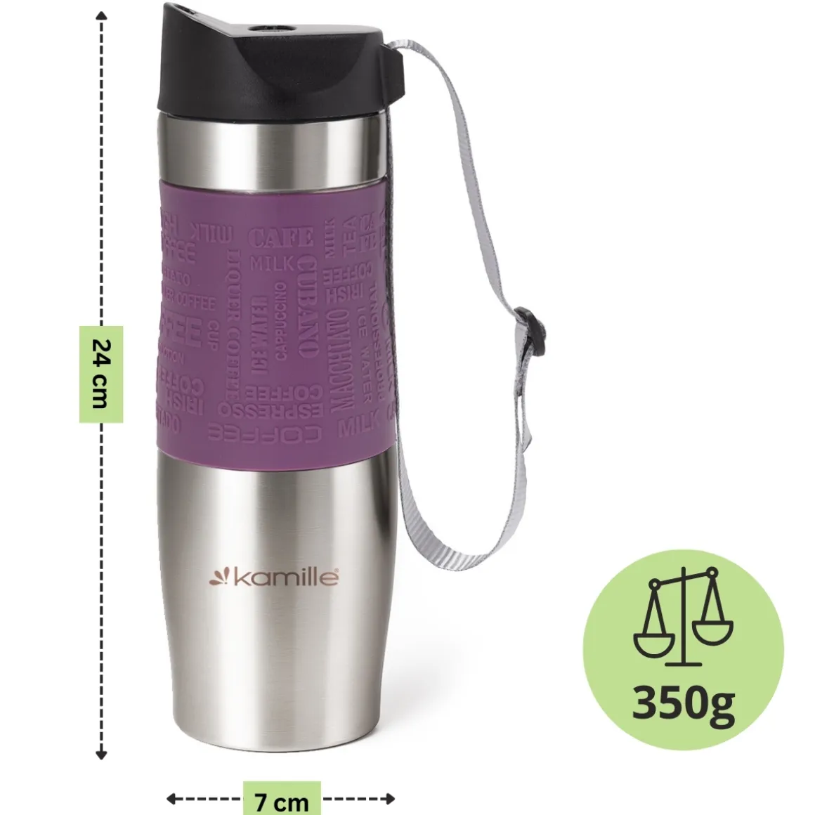 Kubek termiczny z antypoślizgową nakładką "Coffe" 480ml
