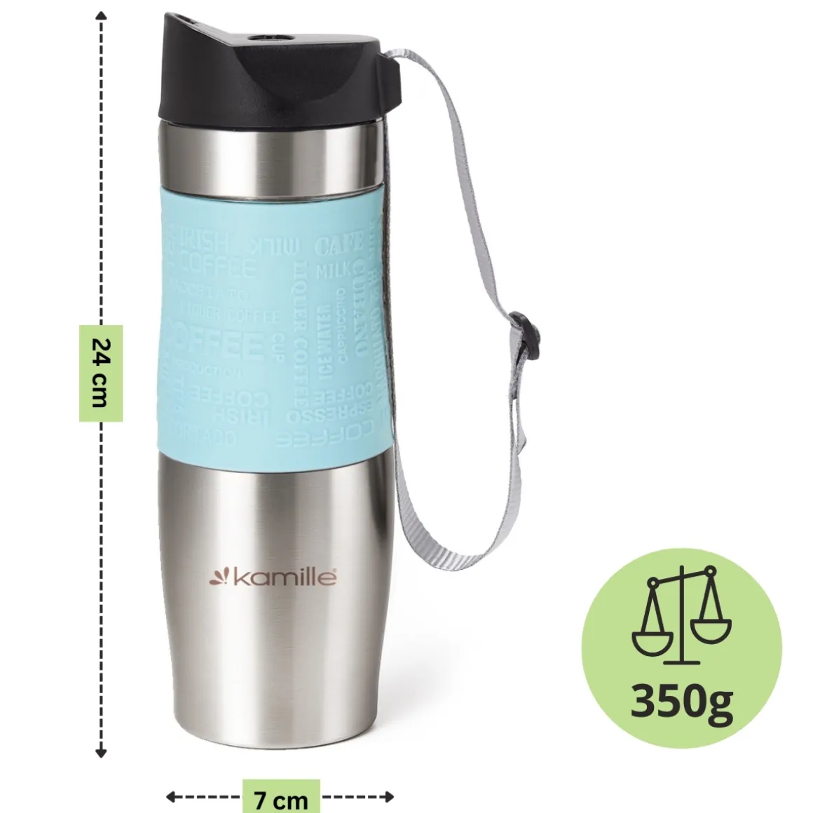 Kubek termiczny z antypoślizgową nakładką "Coffe" 480ml