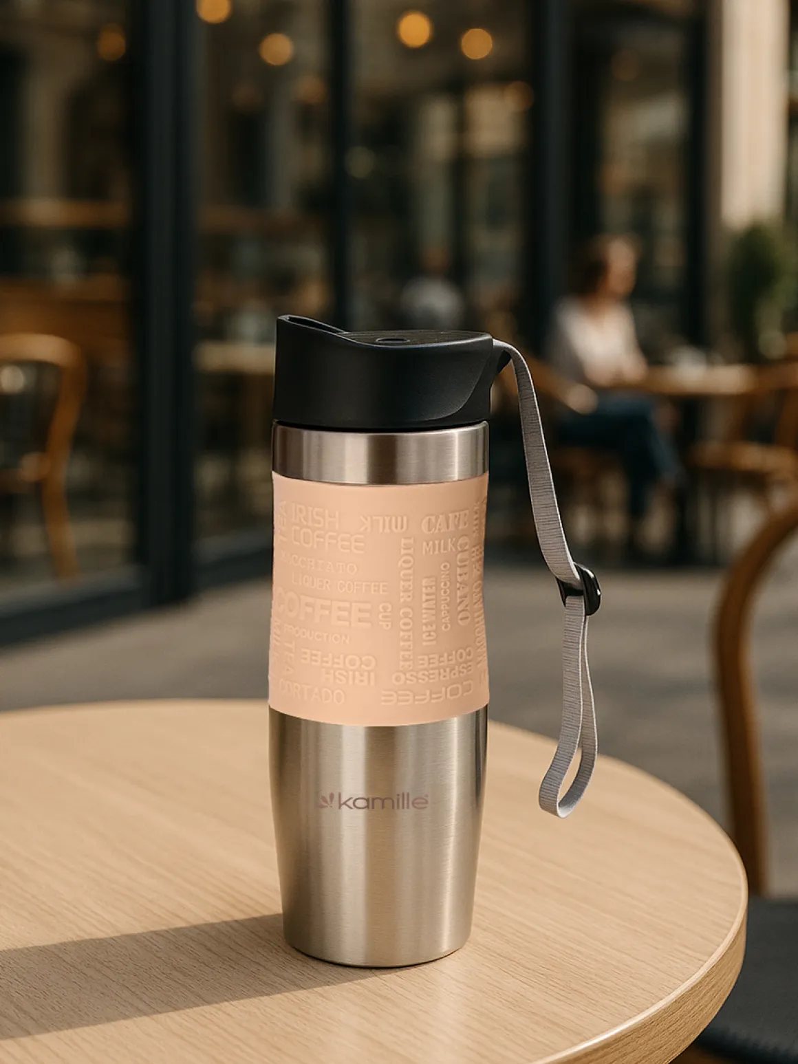 Kubek termiczny z antypoślizgową nakładką "Coffe" 480ml