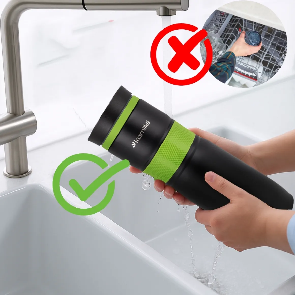 Kubek termiczny ze stali z antypoślizgową nakładką 900ml