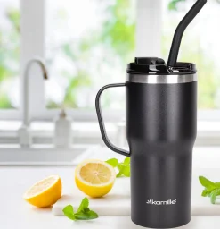 Kubek termos bidon termiczny ze słomką na kawę 600ml