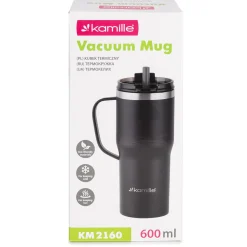 Kubek termos bidon termiczny ze słomką na kawę 600ml