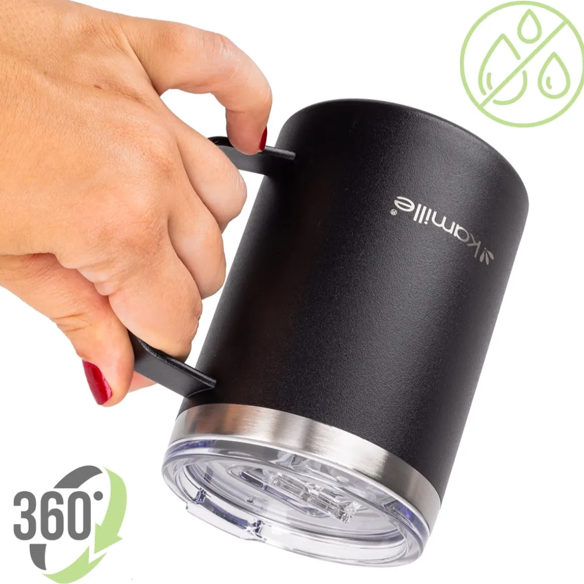 Kubek termos termiczny na kawę herbatę z uchwytem 360ml