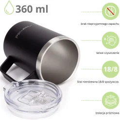Kubek termos termiczny na kawę herbatę z uchwytem 360ml