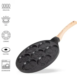 Marmurowa patelnia do pancakes naleśników jajek BUŹKI MINKI EMOTKI 26cm