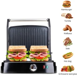 MOCNY rozkładany grill elektryczny, opiekacz do kanapek tortilli 2000W