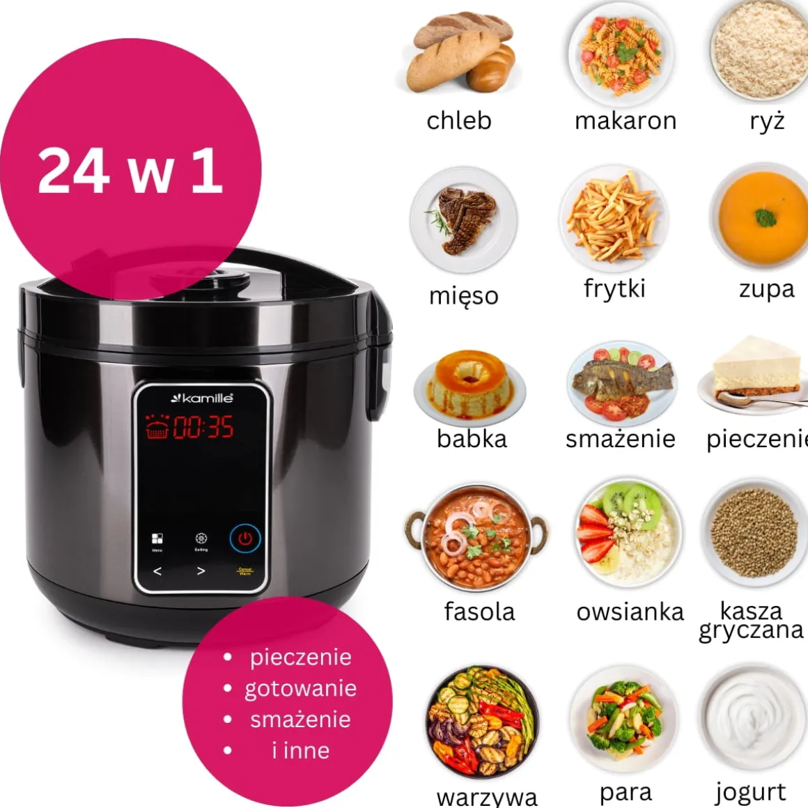 Multicooker robot kuchenny wielofunkcyjny szybkowar 24 prog.