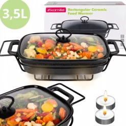 Naczynie żaroodporne ceramiczne z podgrzewaczem 3,5l