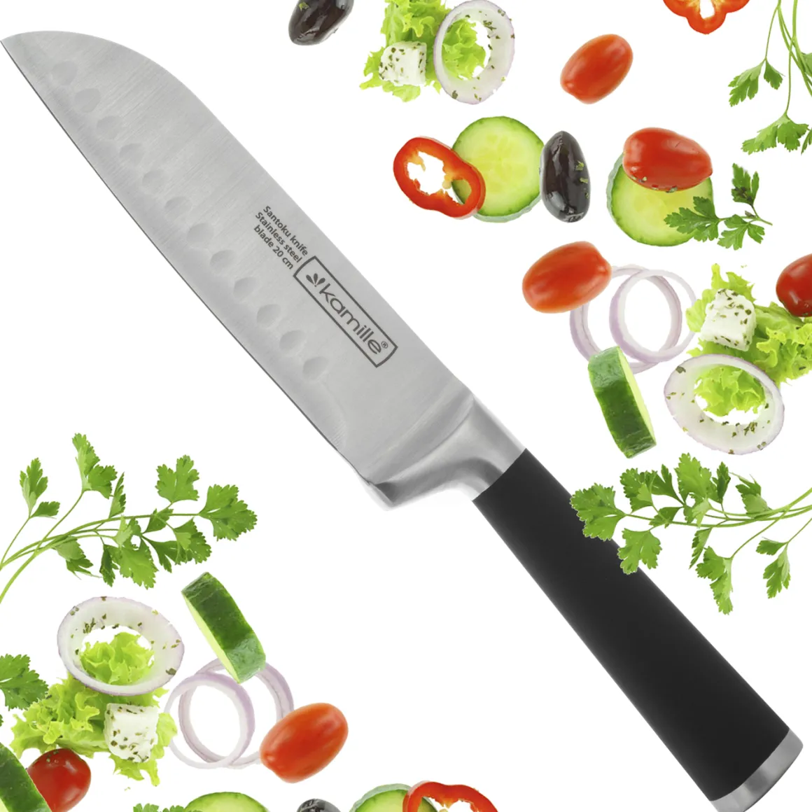 Nóż kuchenny japoński Santoku z powłoką "Soft Touch"